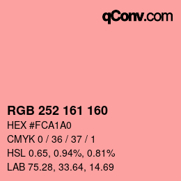 Color code: RGB 252 161 160 | qconv.com
