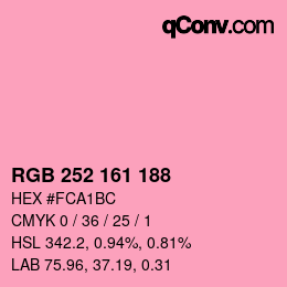カラーコード: RGB 252 161 188 | qconv.com