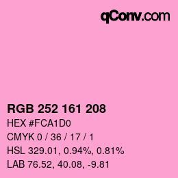Color code: RGB 252 161 208 | qconv.com