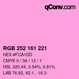 カラーコード: RGB 252 161 221 | qconv.com