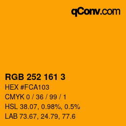 颜色代码: RGB 252 161 3 | qconv.com