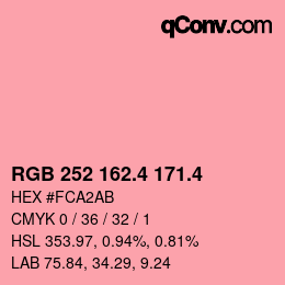 カラーコード: RGB 252 162.4 171.4 | qconv.com