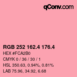 カラーコード: RGB 252 162.4 176.4 | qconv.com