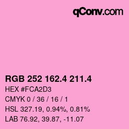 カラーコード: RGB 252 162.4 211.4 | qconv.com