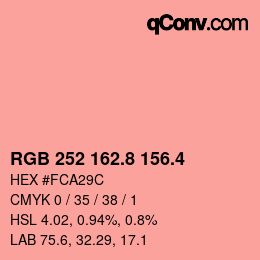 カラーコード: RGB 252 162.8 156.4 | qconv.com