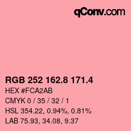 カラーコード: RGB 252 162.8 171.4 | qconv.com