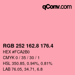 カラーコード: RGB 252 162.8 176.4 | qconv.com