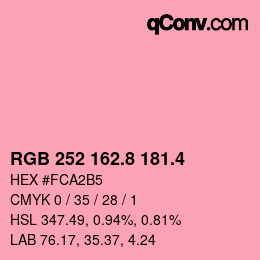 カラーコード: RGB 252 162.8 181.4 | qconv.com