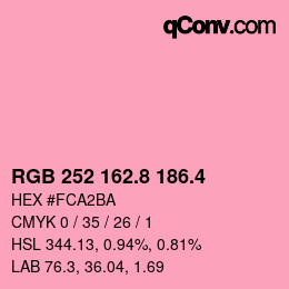 カラーコード: RGB 252 162.8 186.4 | qconv.com