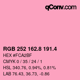 カラーコード: RGB 252 162.8 191.4 | qconv.com
