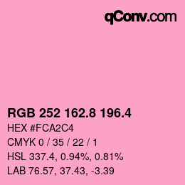 カラーコード: RGB 252 162.8 196.4 | qconv.com