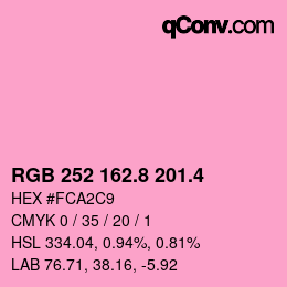 カラーコード: RGB 252 162.8 201.4 | qconv.com