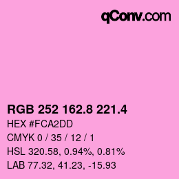カラーコード: RGB 252 162.8 221.4 | qconv.com