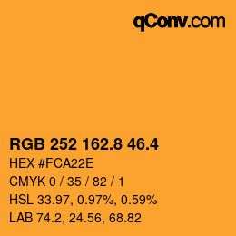 カラーコード: RGB 252 162.8 46.4 | qconv.com