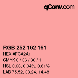 Color code: RGB 252 162 161 | qconv.com