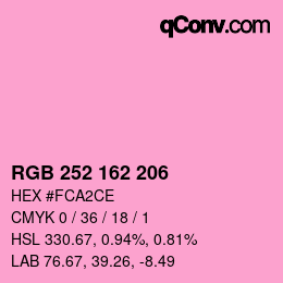 Color code: RGB 252 162 206 | qconv.com
