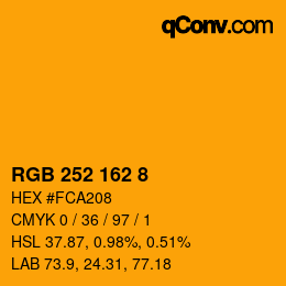 カラーコード: RGB 252 162 8 | qconv.com