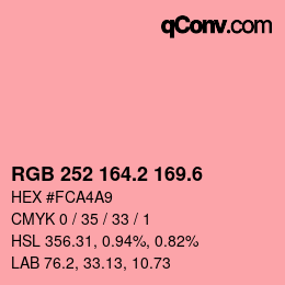カラーコード: RGB 252 164.2 169.6 | qconv.com
