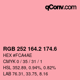 カラーコード: RGB 252 164.2 174.6 | qconv.com