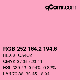カラーコード: RGB 252 164.2 194.6 | qconv.com