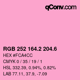 カラーコード: RGB 252 164.2 204.6 | qconv.com