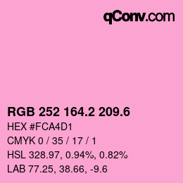 カラーコード: RGB 252 164.2 209.6 | qconv.com
