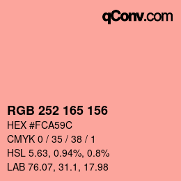 カラーコード: RGB 252 165 156 | qconv.com