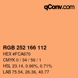 Color code: RGB 252 166 112 | qconv.com