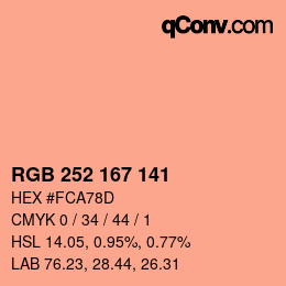 颜色代码: RGB 252 167 141 | qconv.com