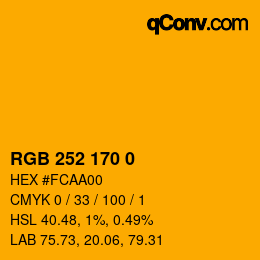 カラーコード: RGB 252 170 0 | qconv.com