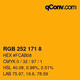 カラーコード: RGB 252 171 8 | qconv.com