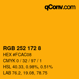 Color code: RGB 252 172 8 | qconv.com