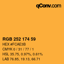 Color code: RGB 252 174 59 | qconv.com