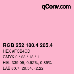 カラーコード: RGB 252 180.4 205.4 | qconv.com