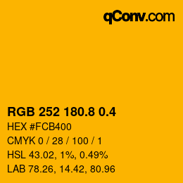 カラーコード: RGB 252 180.8 0.4 | qconv.com