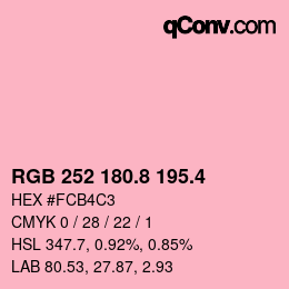 カラーコード: RGB 252 180.8 195.4 | qconv.com