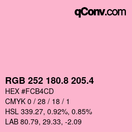 カラーコード: RGB 252 180.8 205.4 | qconv.com