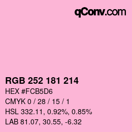 Code couleur: RGB 252 181 214 | qconv.com