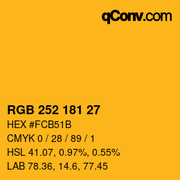 Farbcode: RGB 252 181 27 | qconv.com
