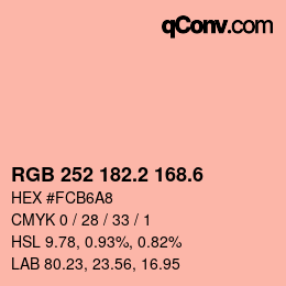 カラーコード: RGB 252 182.2 168.6 | qconv.com