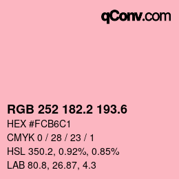 カラーコード: RGB 252 182.2 193.6 | qconv.com
