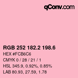カラーコード: RGB 252 182.2 198.6 | qconv.com