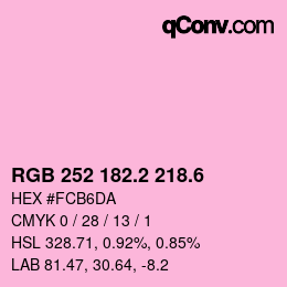 カラーコード: RGB 252 182.2 218.6 | qconv.com