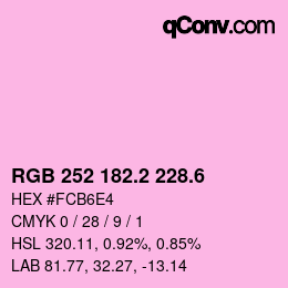 カラーコード: RGB 252 182.2 228.6 | qconv.com