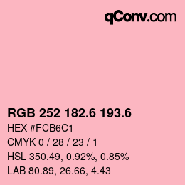 カラーコード: RGB 252 182.6 193.6 | qconv.com
