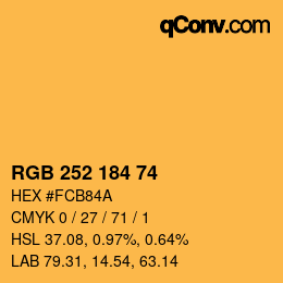 颜色代码: RGB 252 184 74 | qconv.com