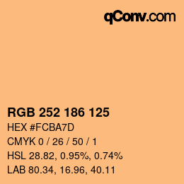 Color code: RGB 252 186 125 | qconv.com