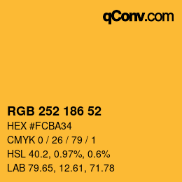 Código de color: RGB 252 186 52 | qconv.com