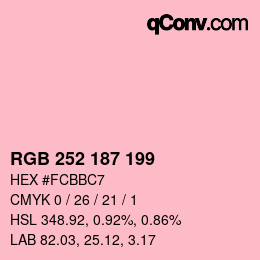 カラーコード: RGB 252 187 199 | qconv.com