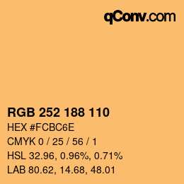 カラーコード: RGB 252 188 110 | qconv.com